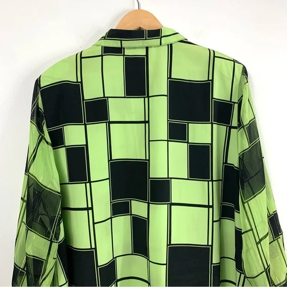 Vintage Happy Day New York Green and Black Flowy Oversized Top - Picture 10 of 16